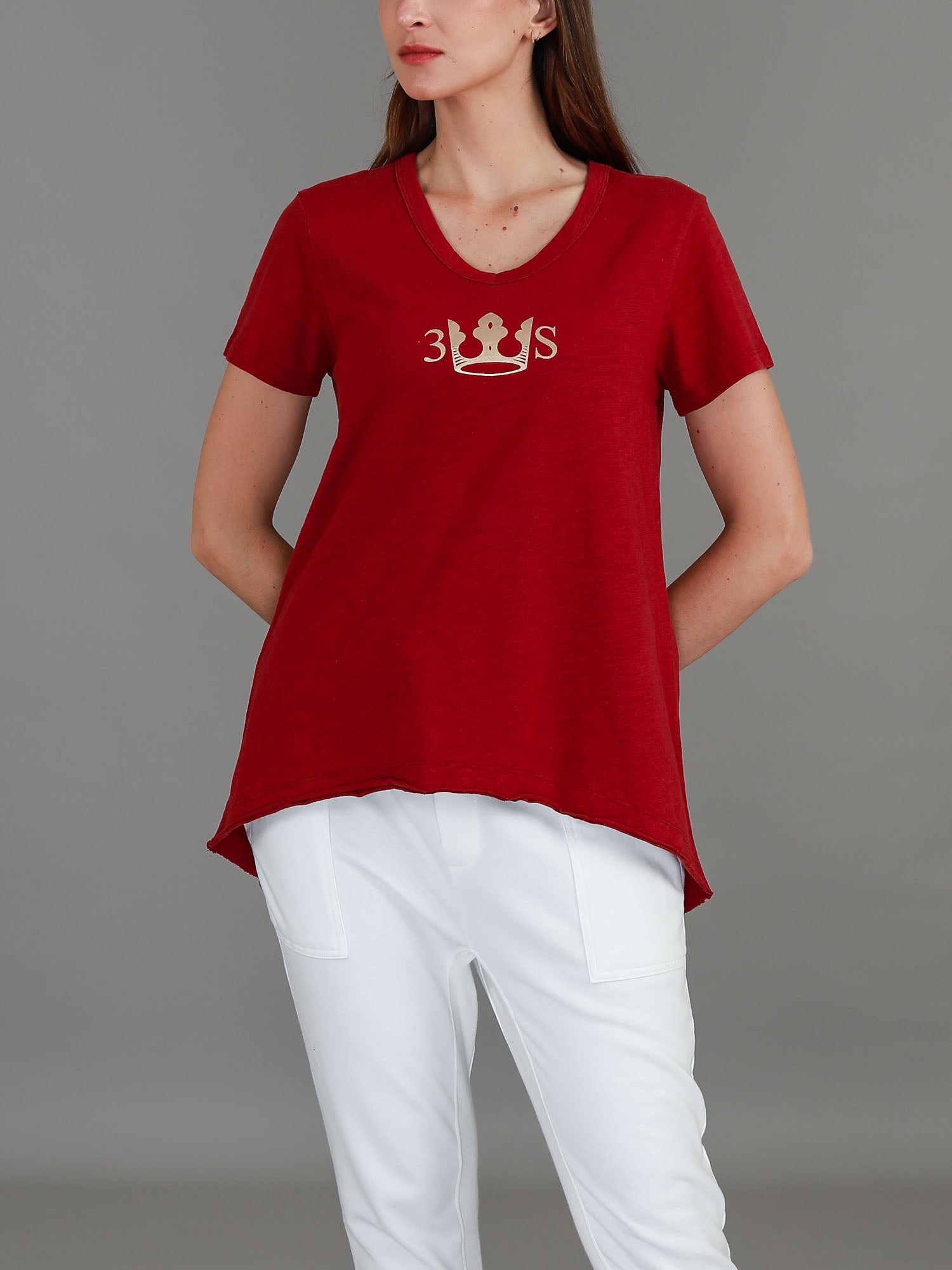 best v neck t shirt for women #color_burgundy