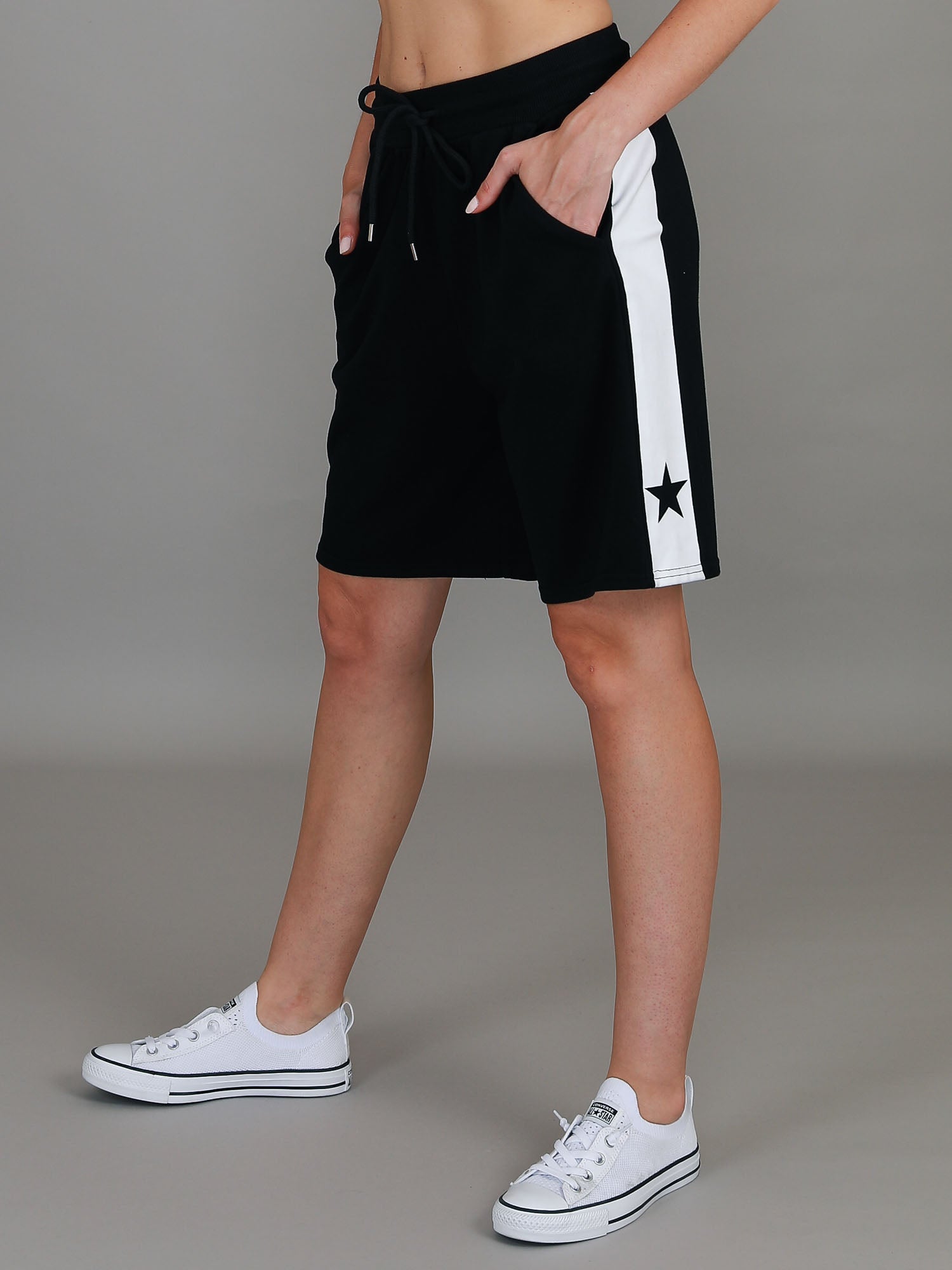 womens longer shorts #color_black