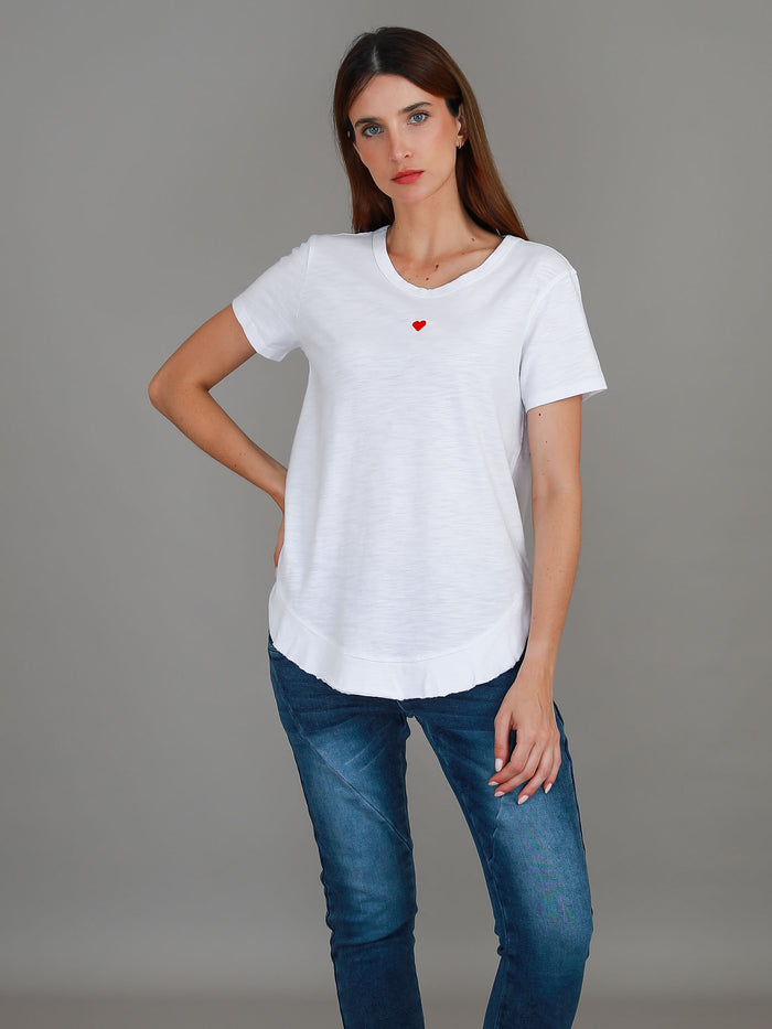 Amelie Mini Heart Embroidery T Shirt