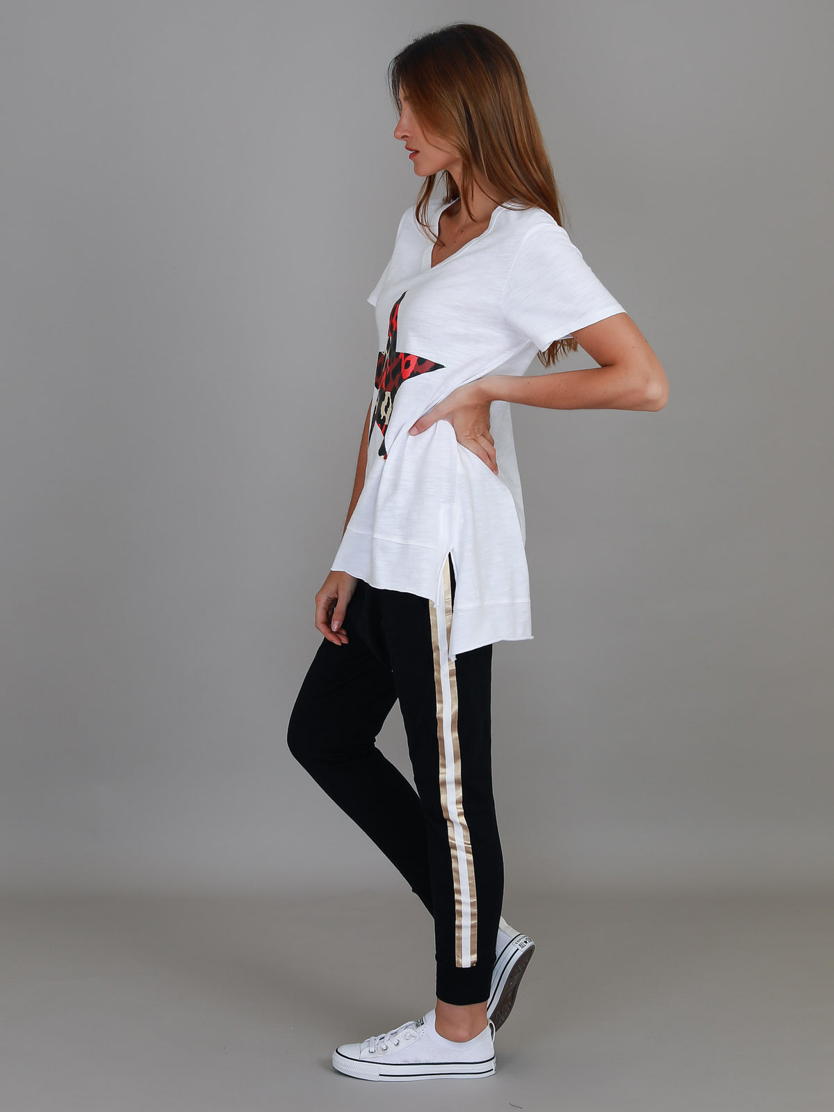 leopard star tee women