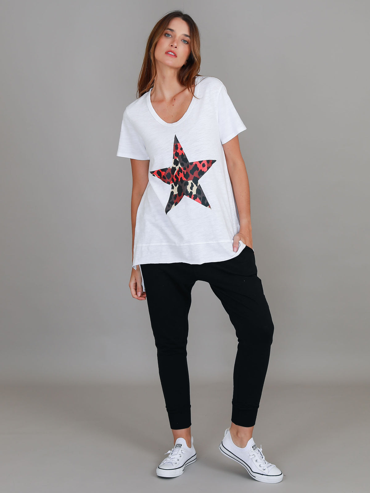 leopard star print tee