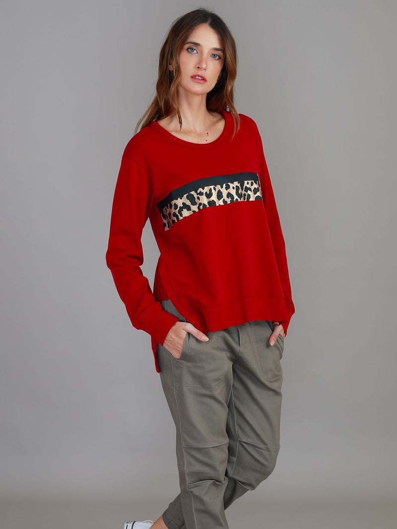 women red sweatshirt #color_goji red