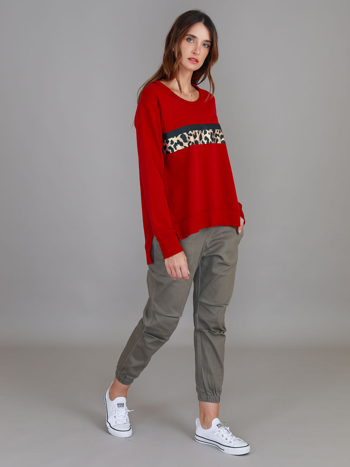 red leopard stripe sweatshirt