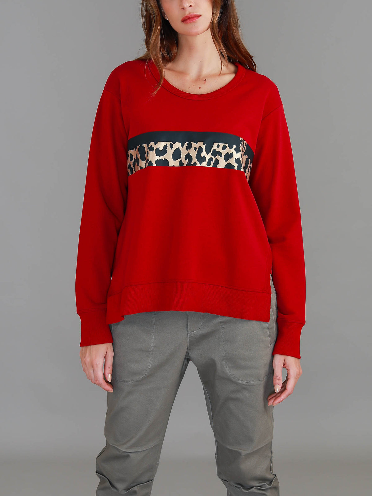 red leopard band sweatshirt