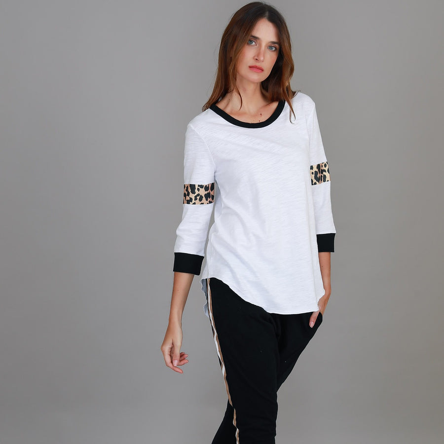 Shay Leopard Band 3/4 Sleeve T Shirt size guide