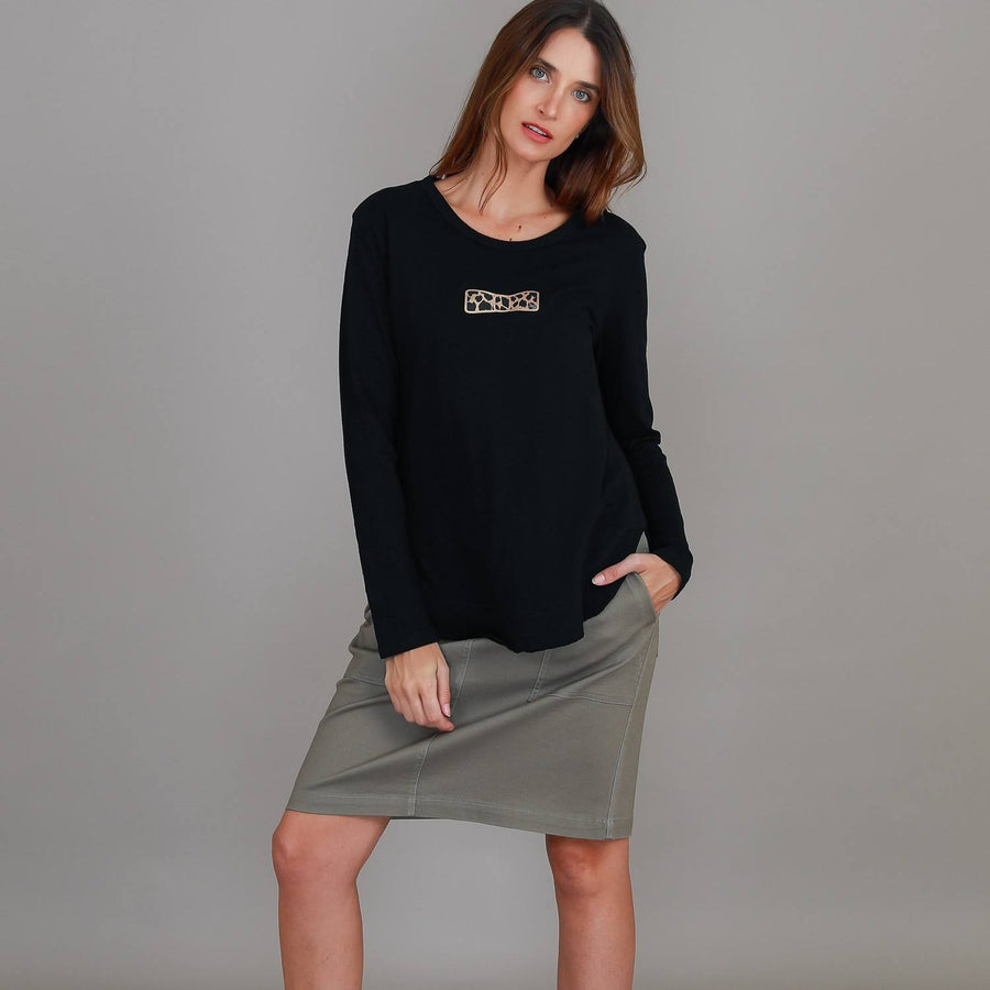 Bobby 3S Leopard Bow Print Long Sleeve T Shirt size guide