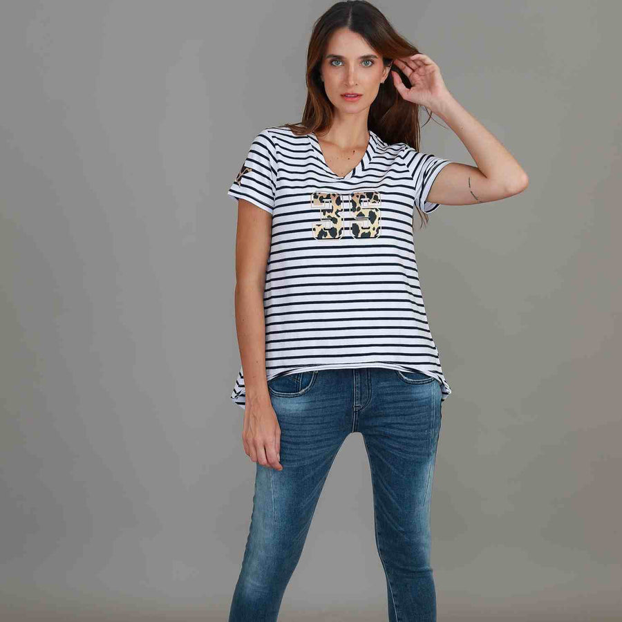 Izzy 3S Leopard Stripe T Shirt size guide