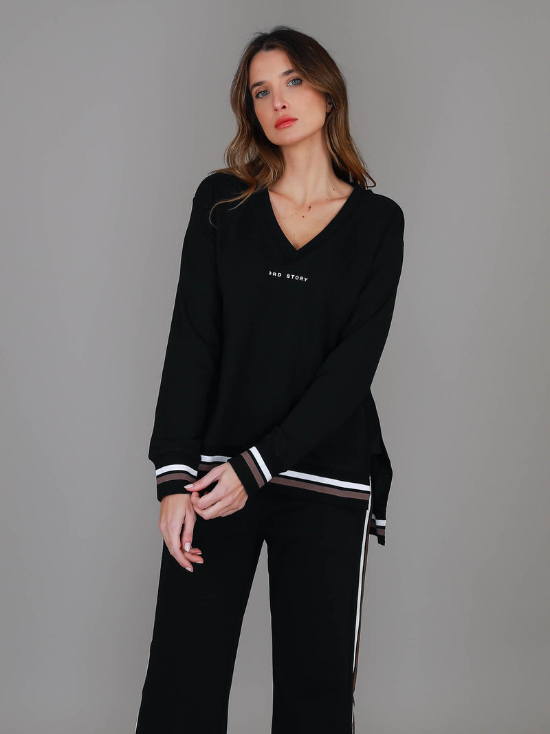 black v neck top #color_black