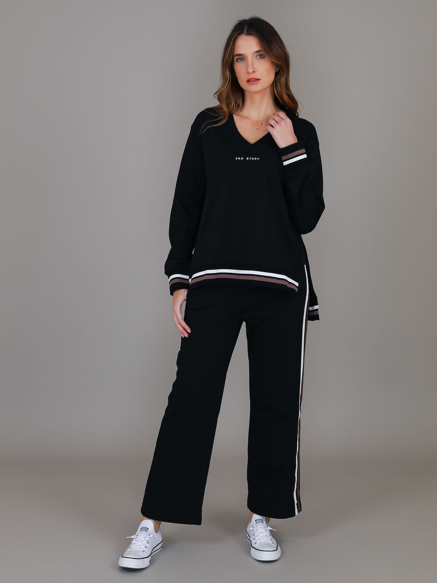 black v neck sweatshirt #color_black