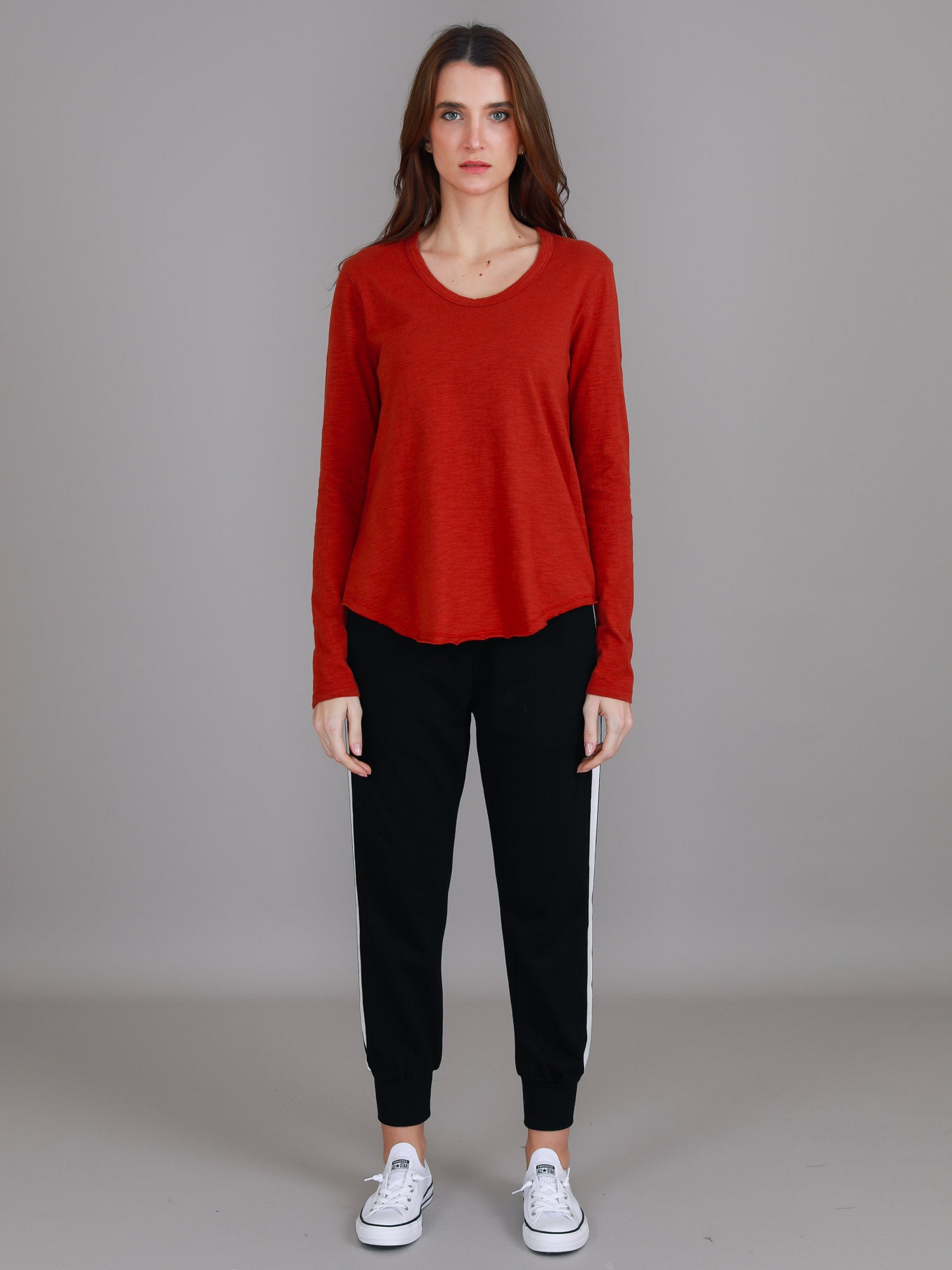 red long sleeve top womens #color_lava