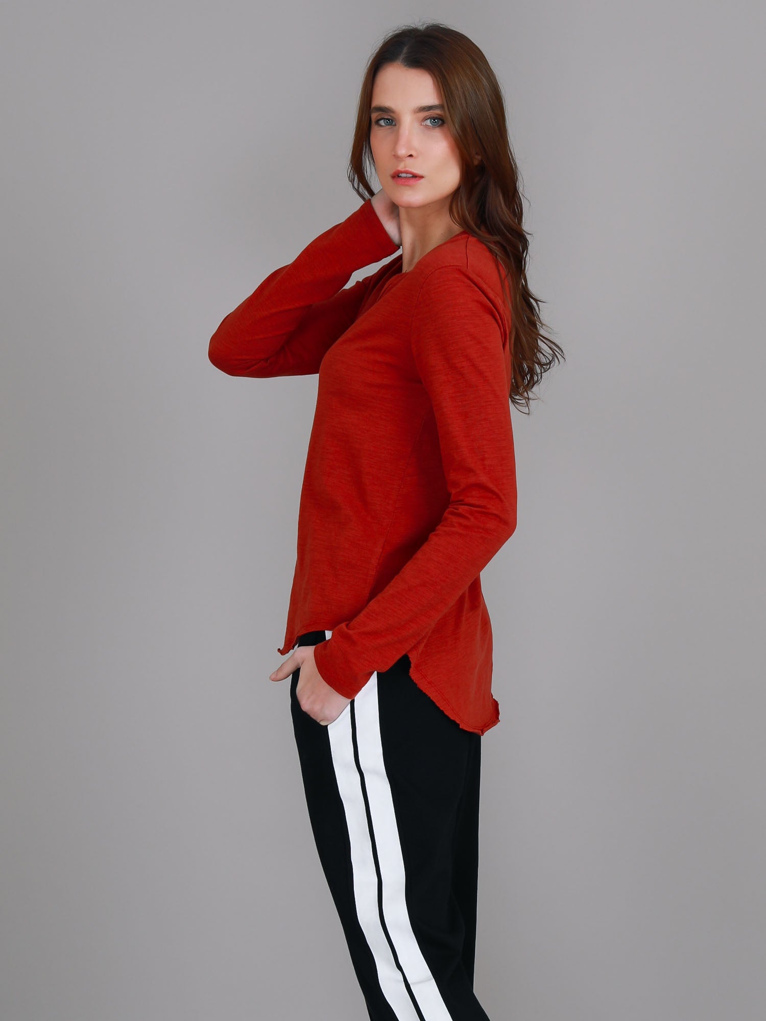 long sleeve red top #color_lava