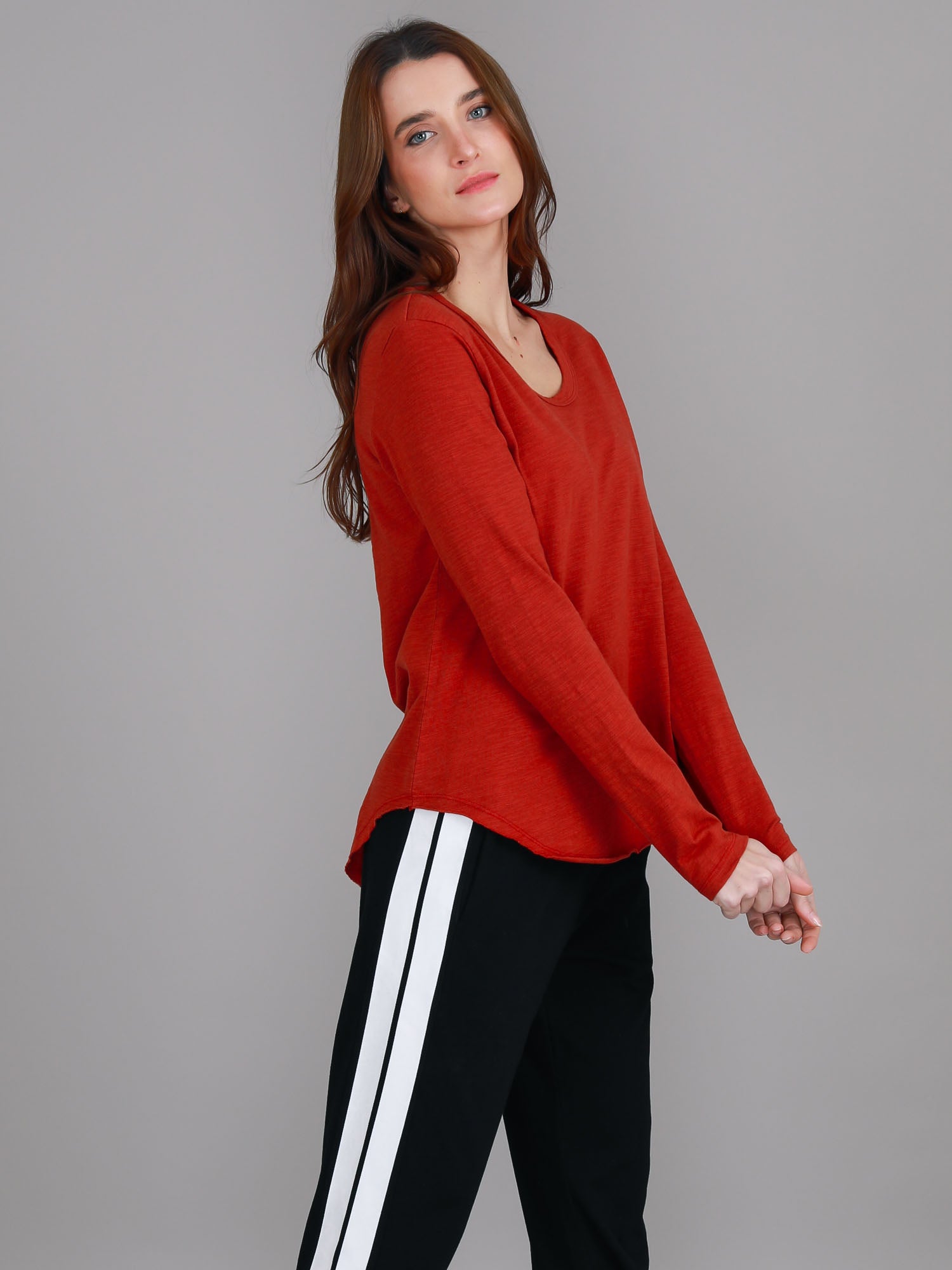 red long sleeve top #color_lava