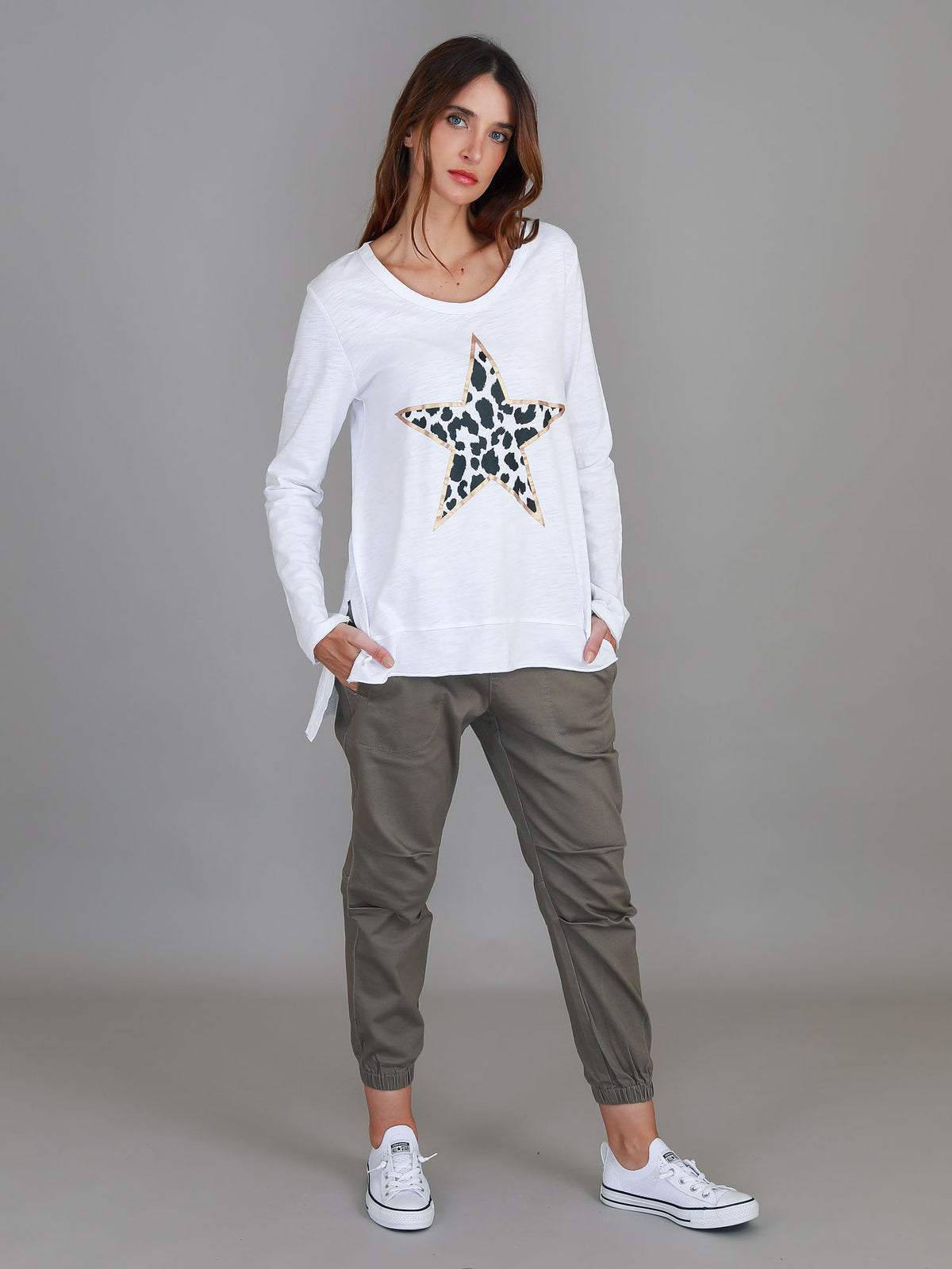 Dylan Leopard Star Long Sleeve T Shirt
