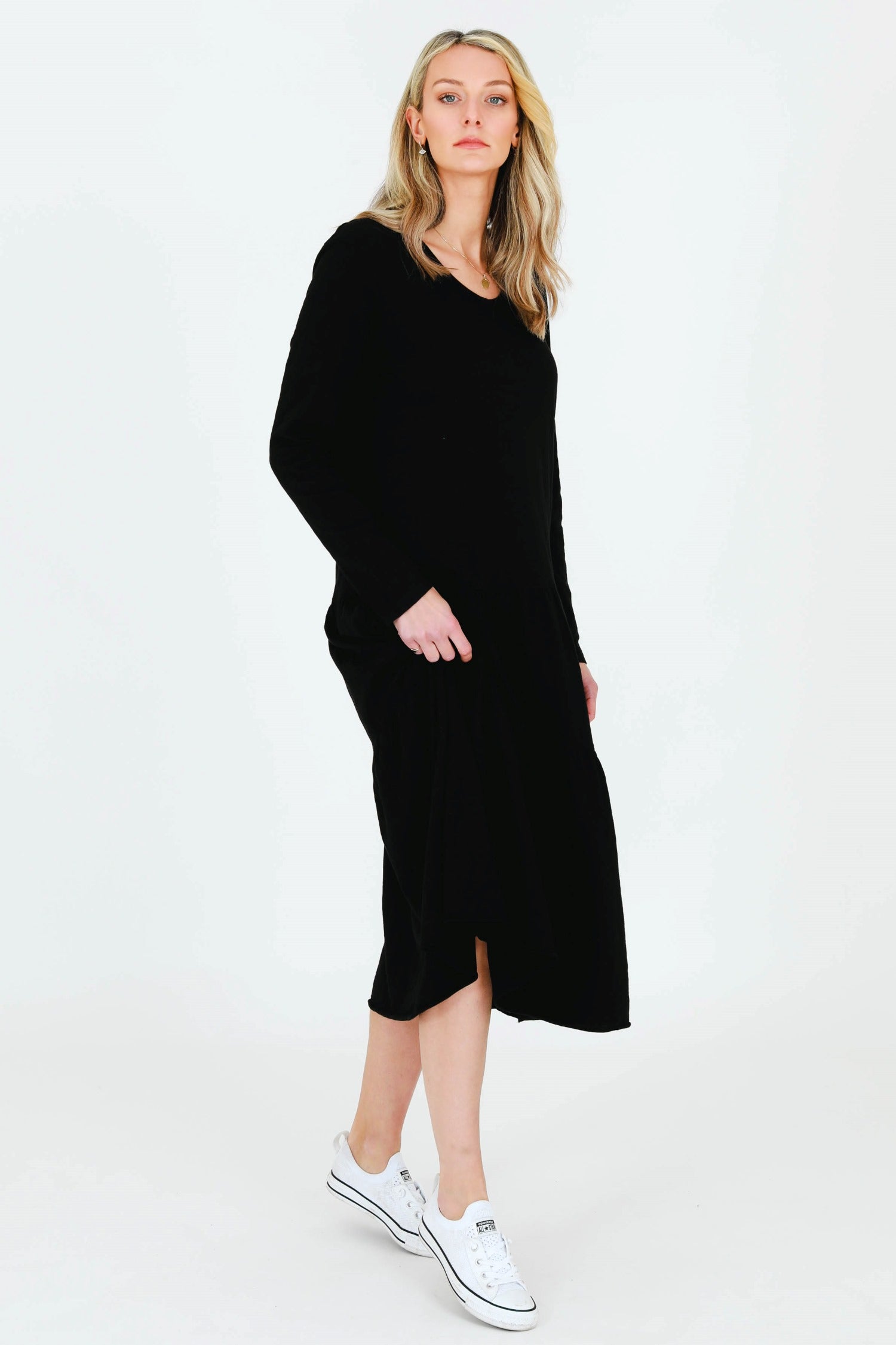 black long sleeve dress #color_black