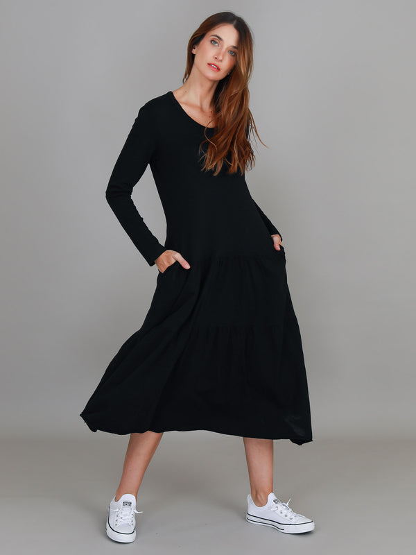 Vera Long Sleeve Tiered Midi Dress