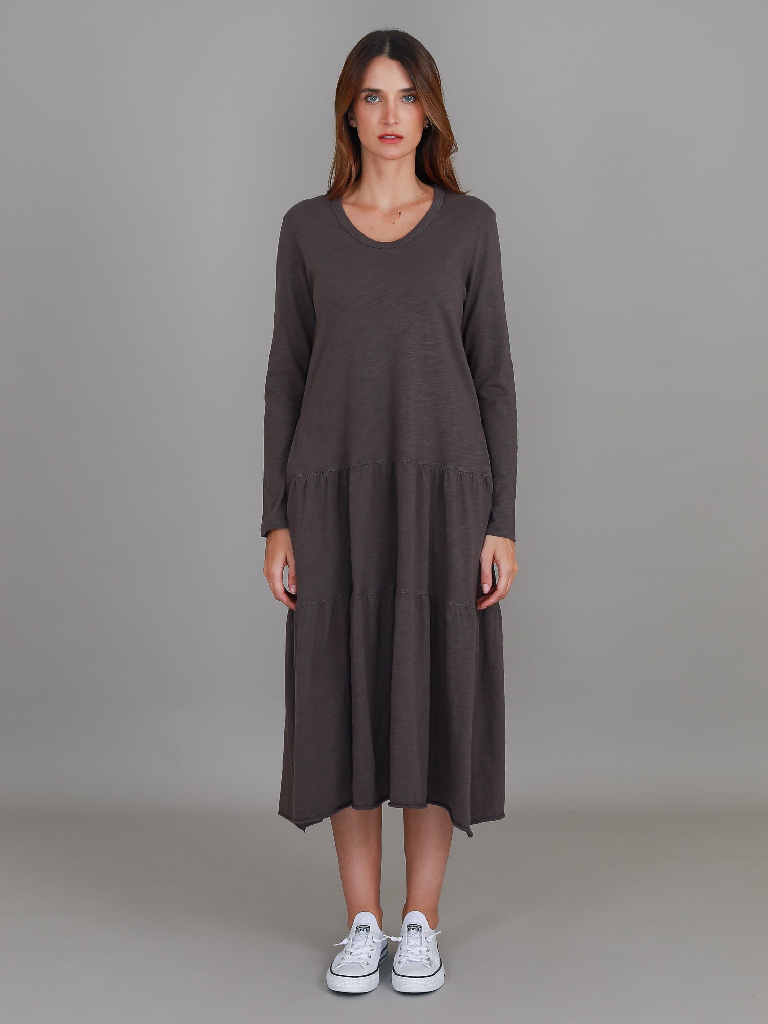 long sleeve summer dress #color_charcoal 