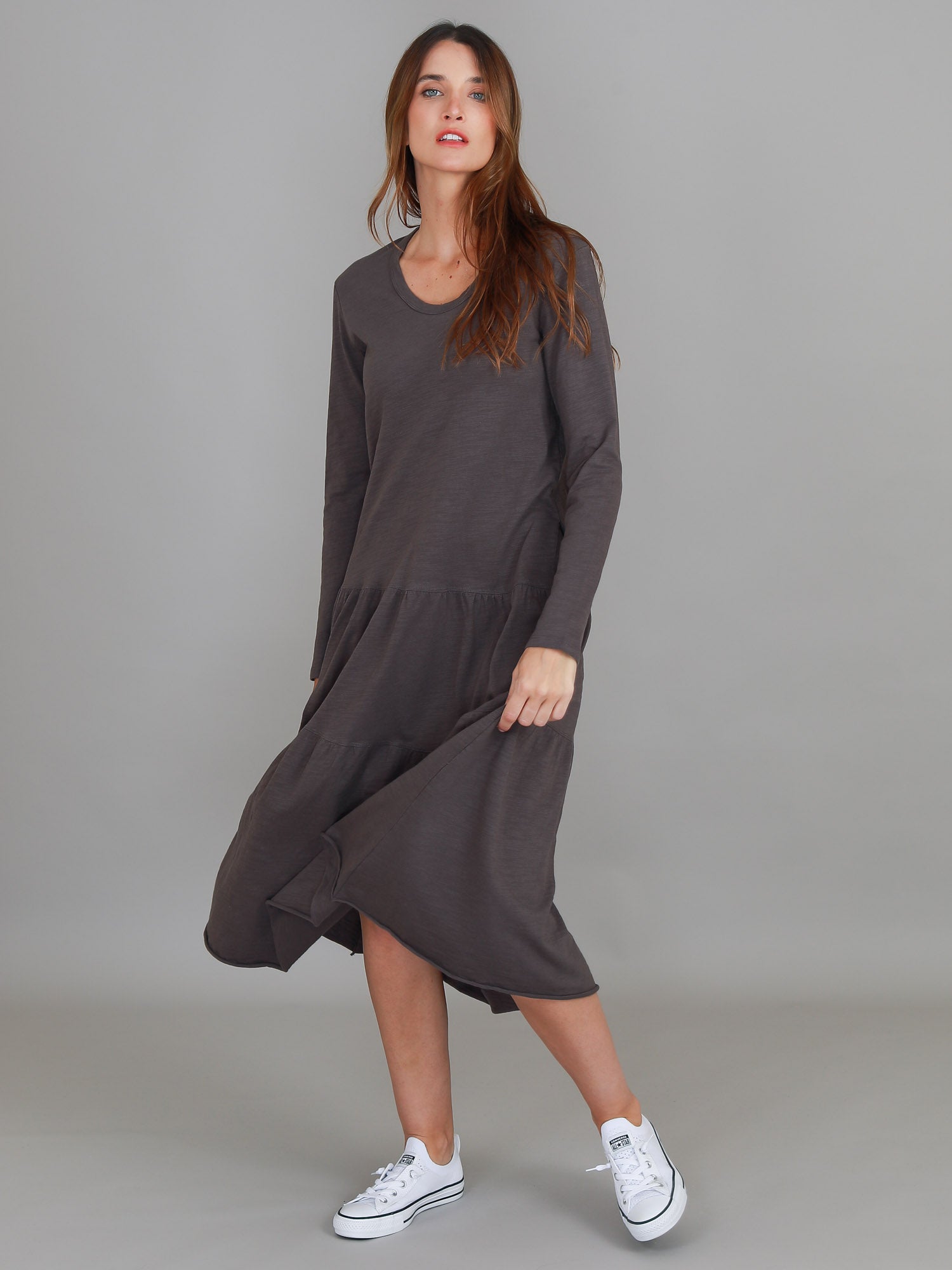 long sleeve dress women #color_charcoal