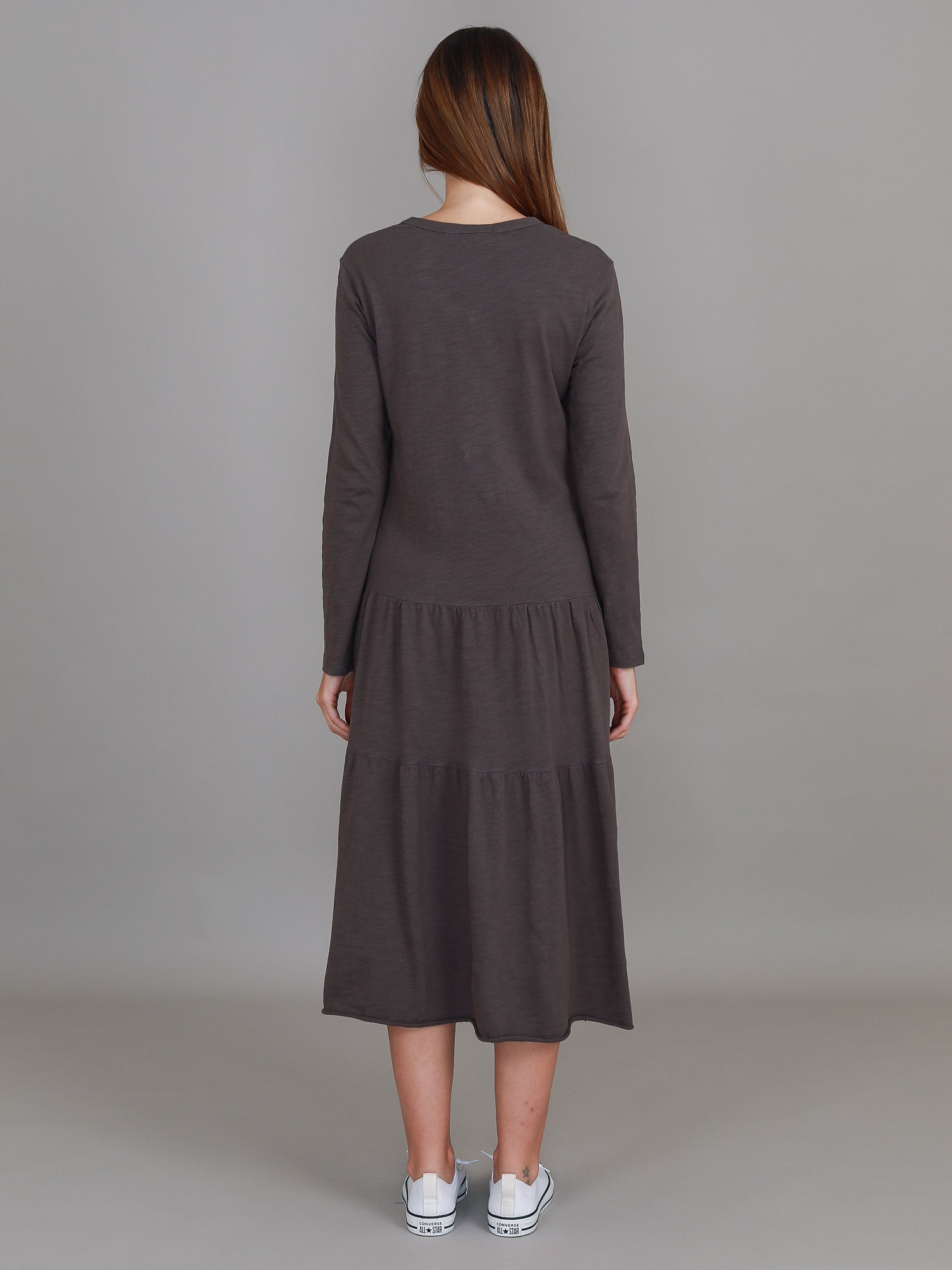 women's long sleeve dress #color_charcoal