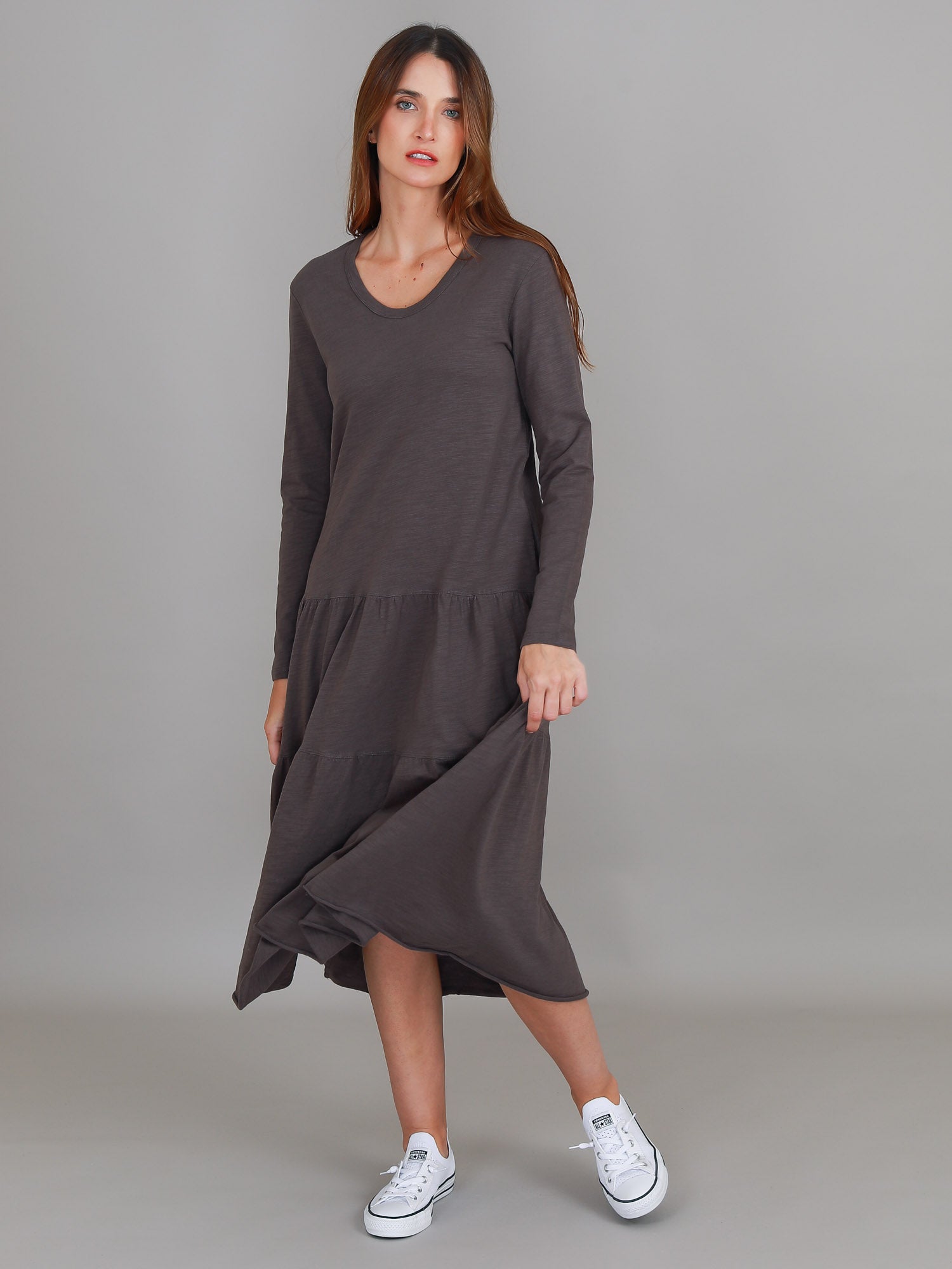 womens long sleeve dress #color_charcoal