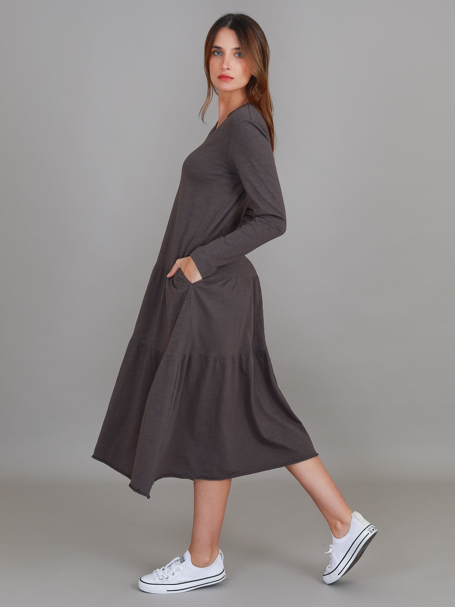 women's dresses with sleeves #color_charcoal