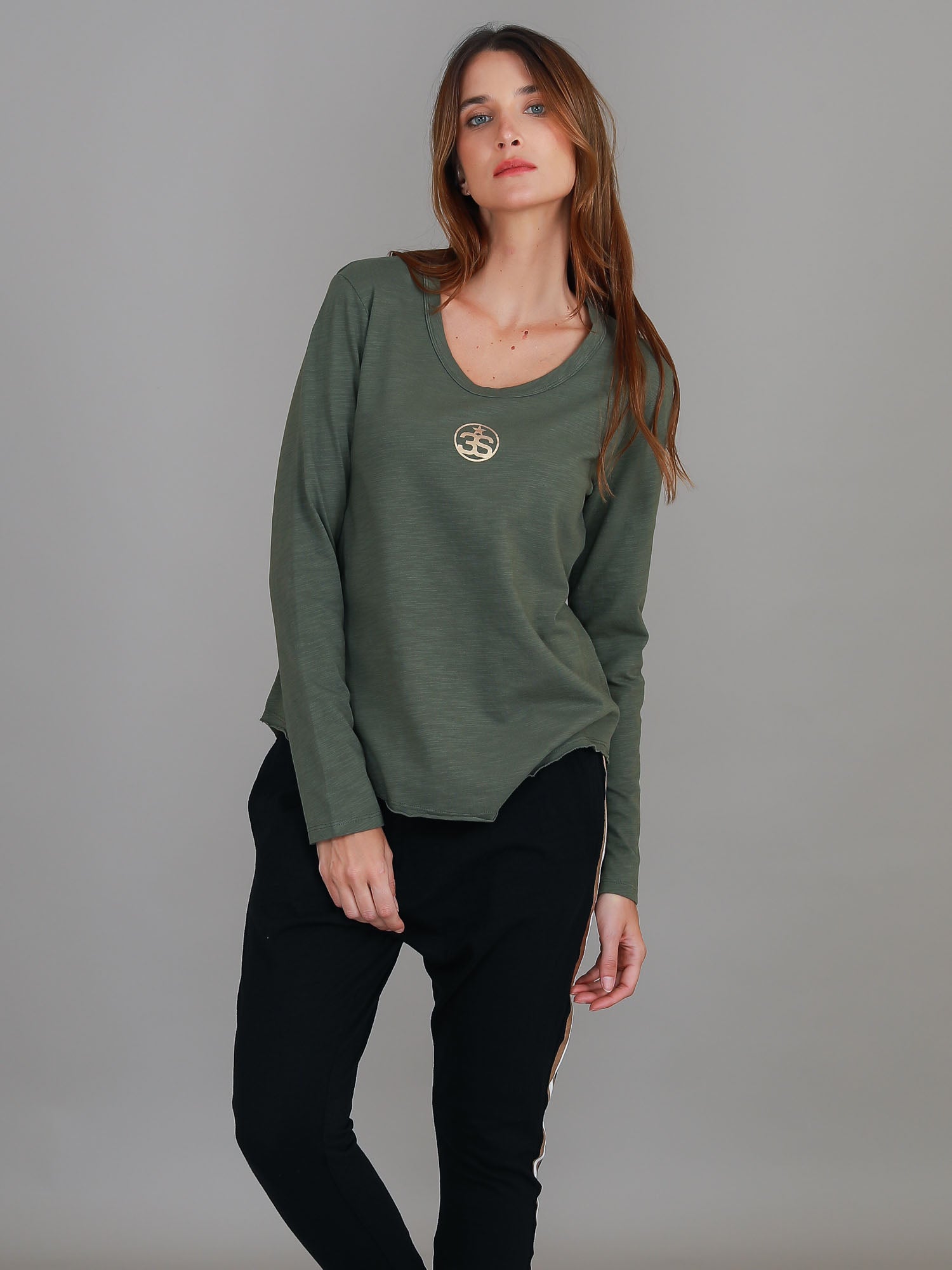 long sleeve cotton t shirts #color_khaki