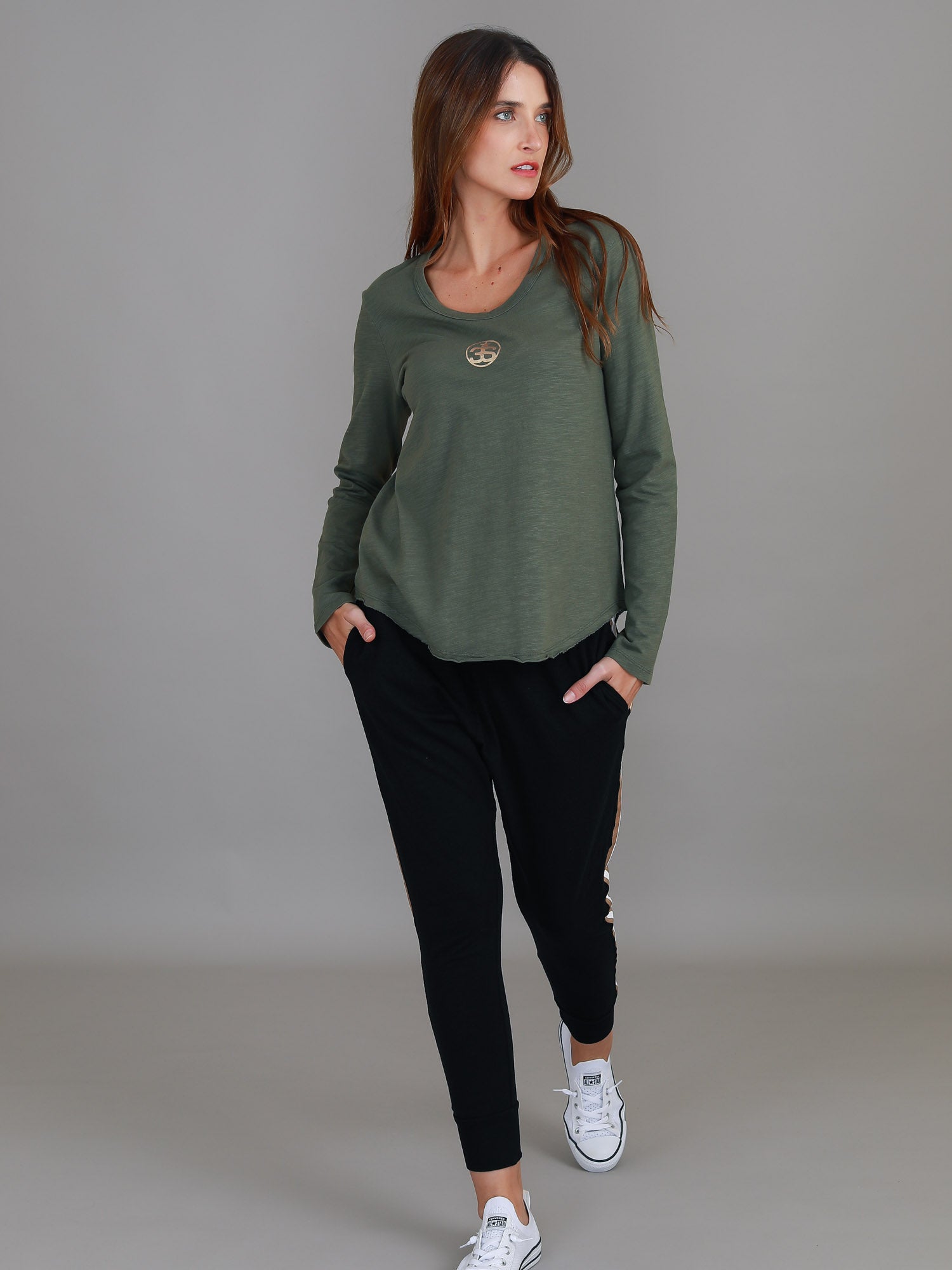 womens long sleeve cotton t shirts #color_khaki