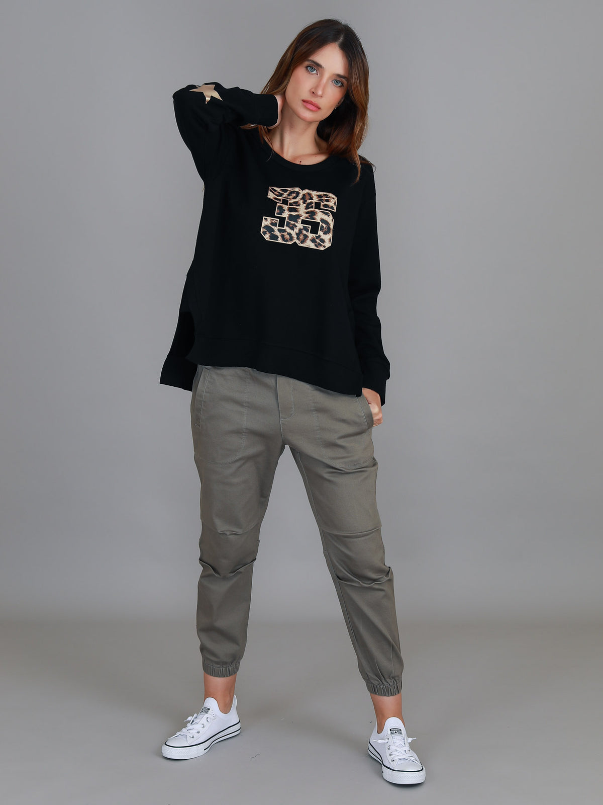 leopard logo sweatshirt black