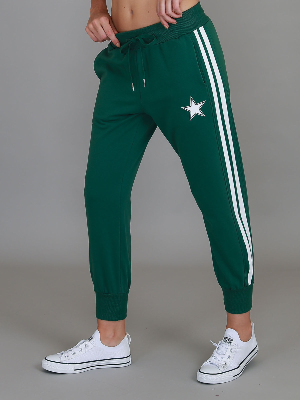 green tapered sweatpants