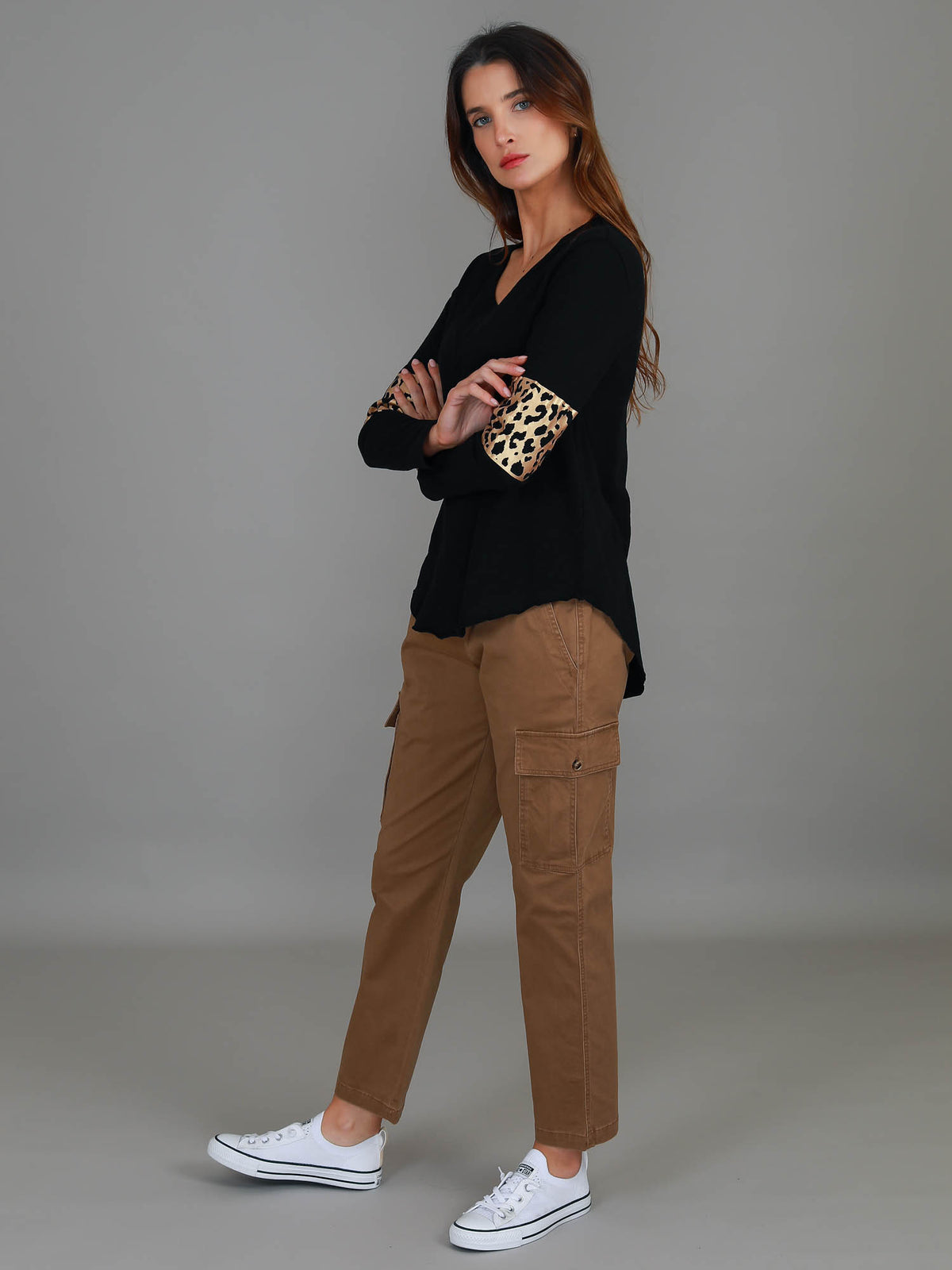 leopard band tee black