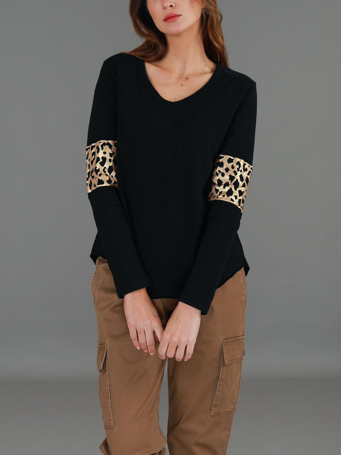 Shirley Leopard Band Long Sleeve T Shirt