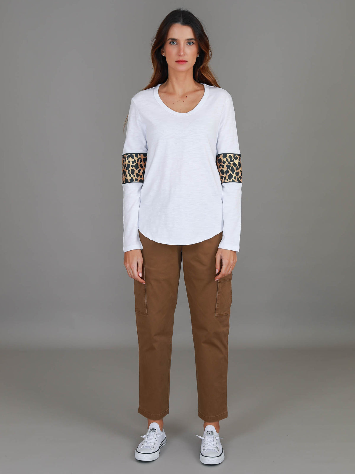 white leopard print tee