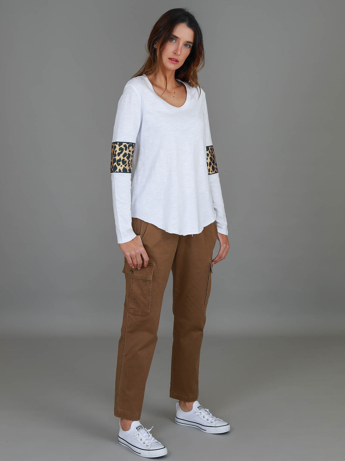 leopard band long sleeve top