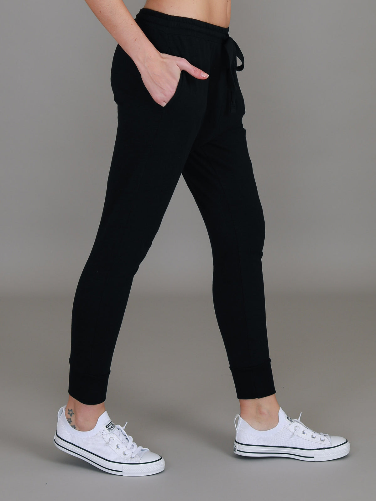 black drop crotch pants