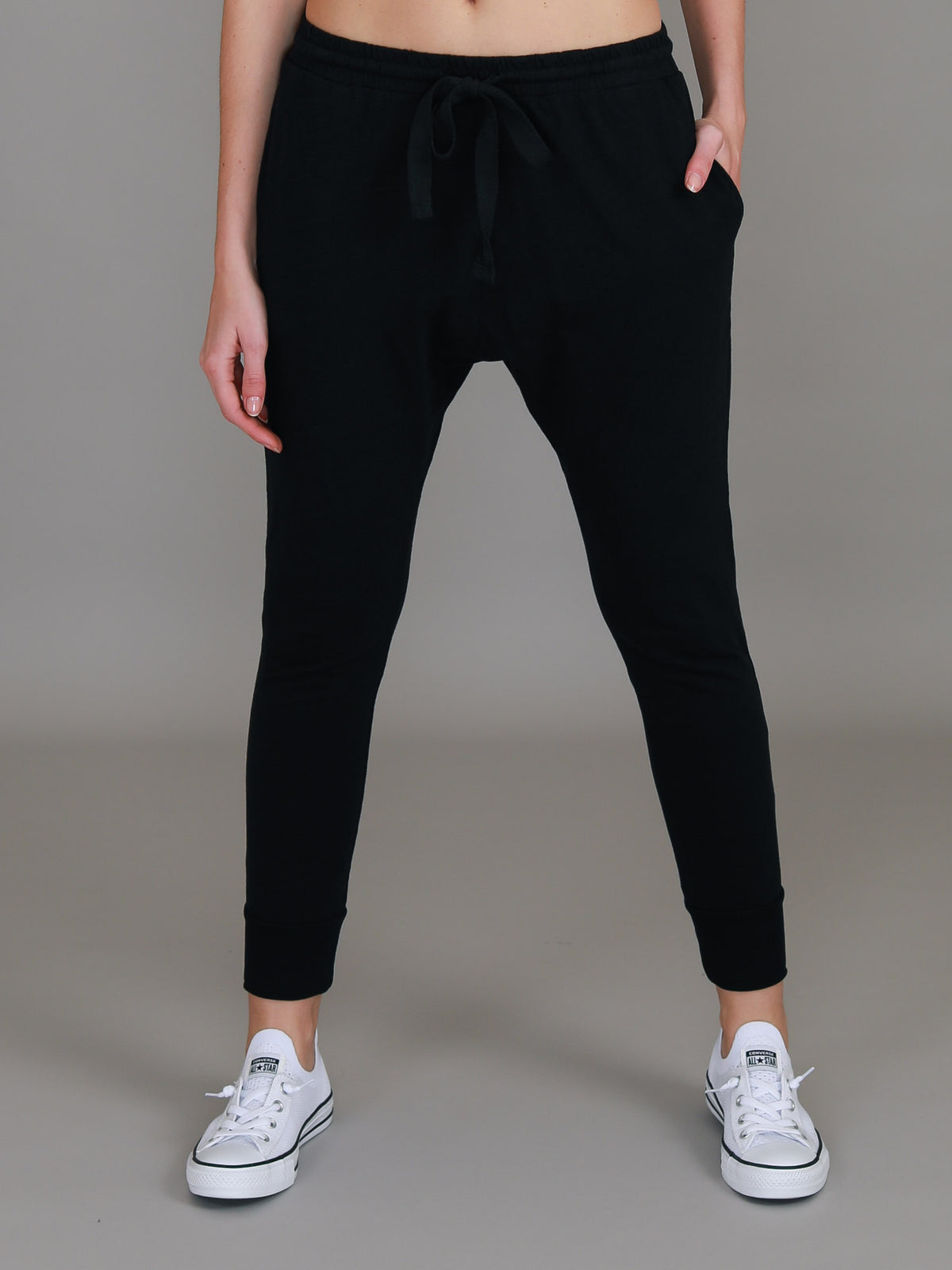 black tapered joggers