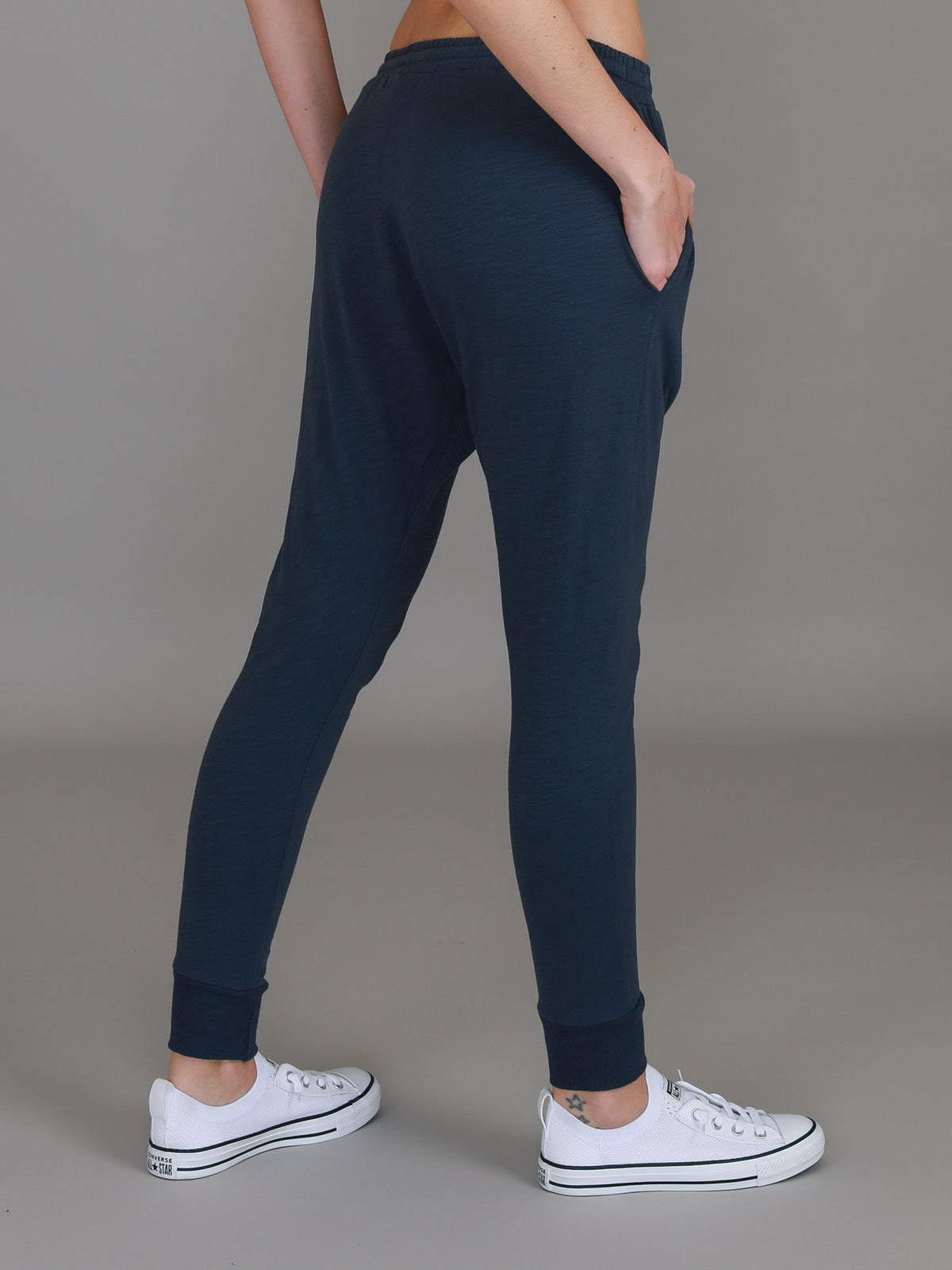 indigo ribbed cuff joggers