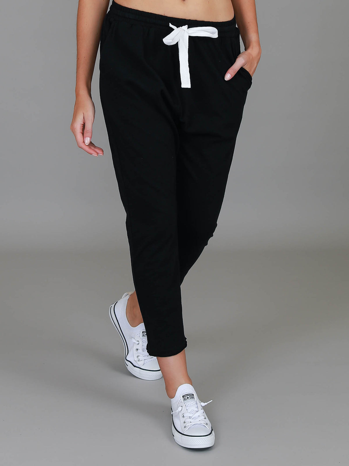 black cotton jersey joggers