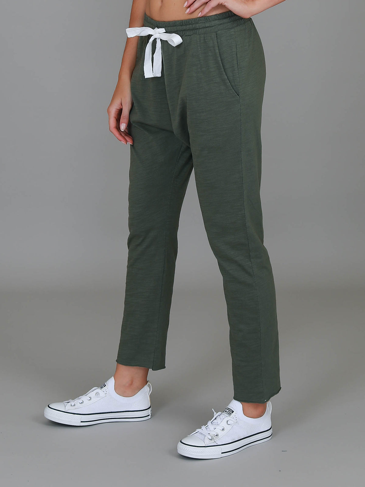 green straight leg joggers