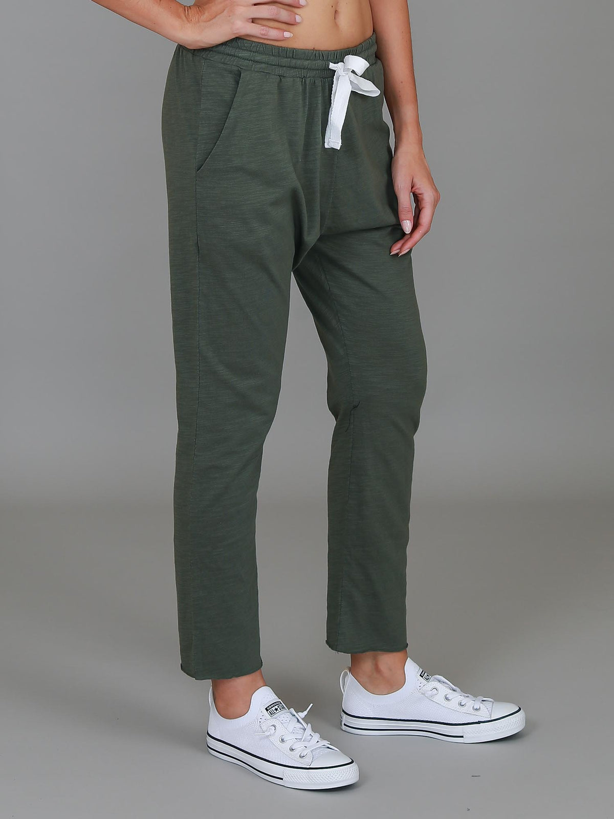 khaki straight leg joggers
