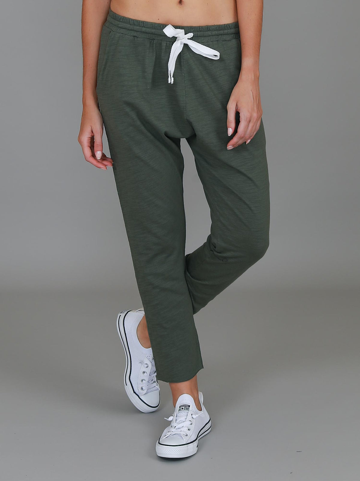 khaki tapered joggers