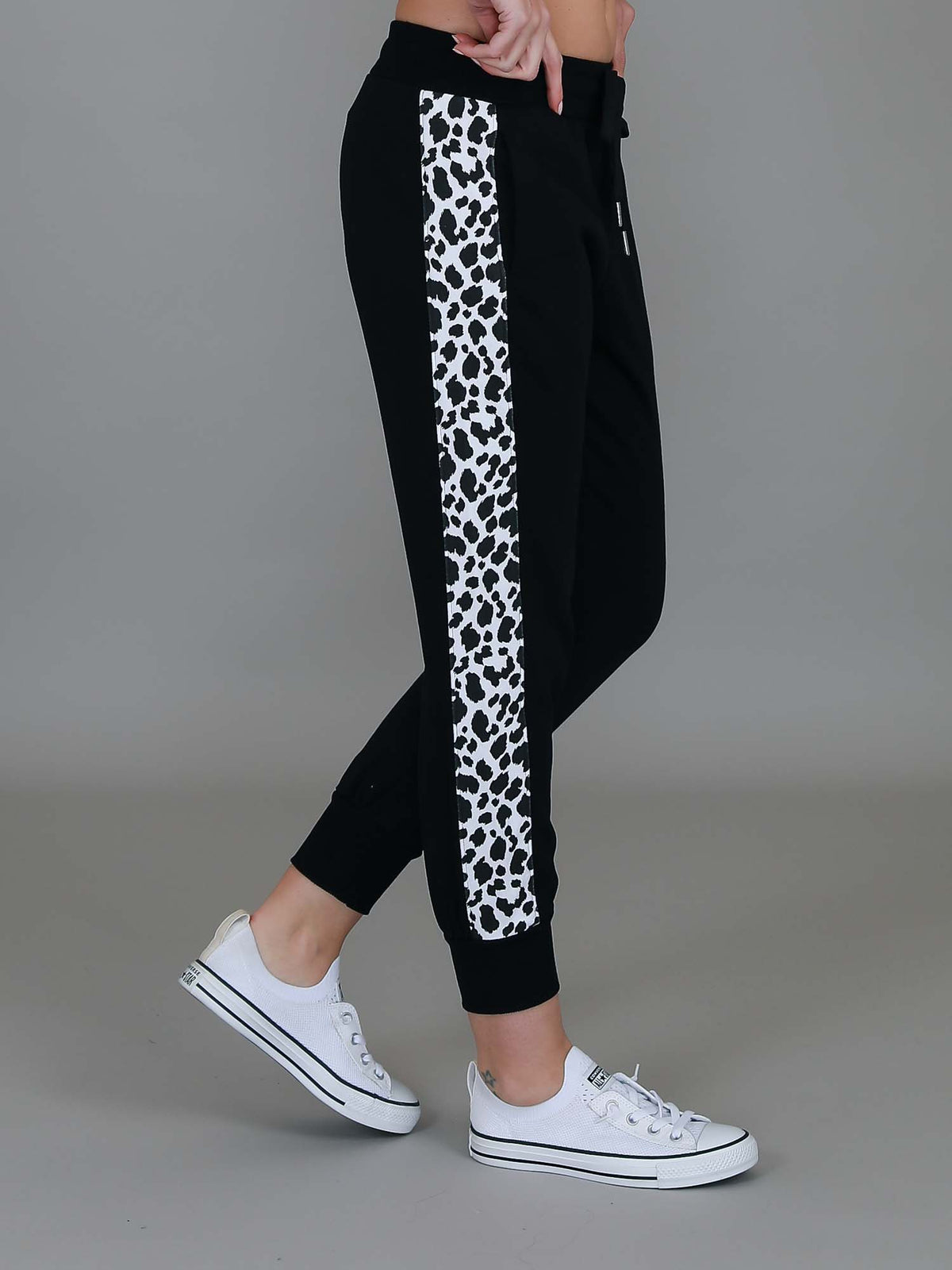 black leopard print pants