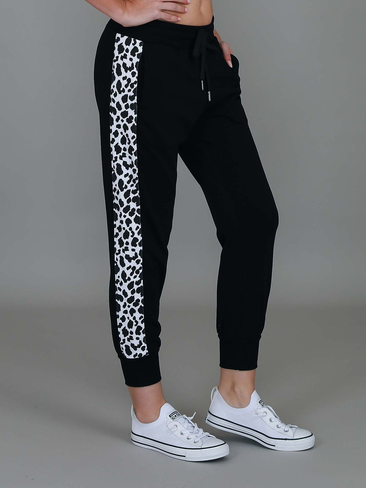 leopard panel joggers