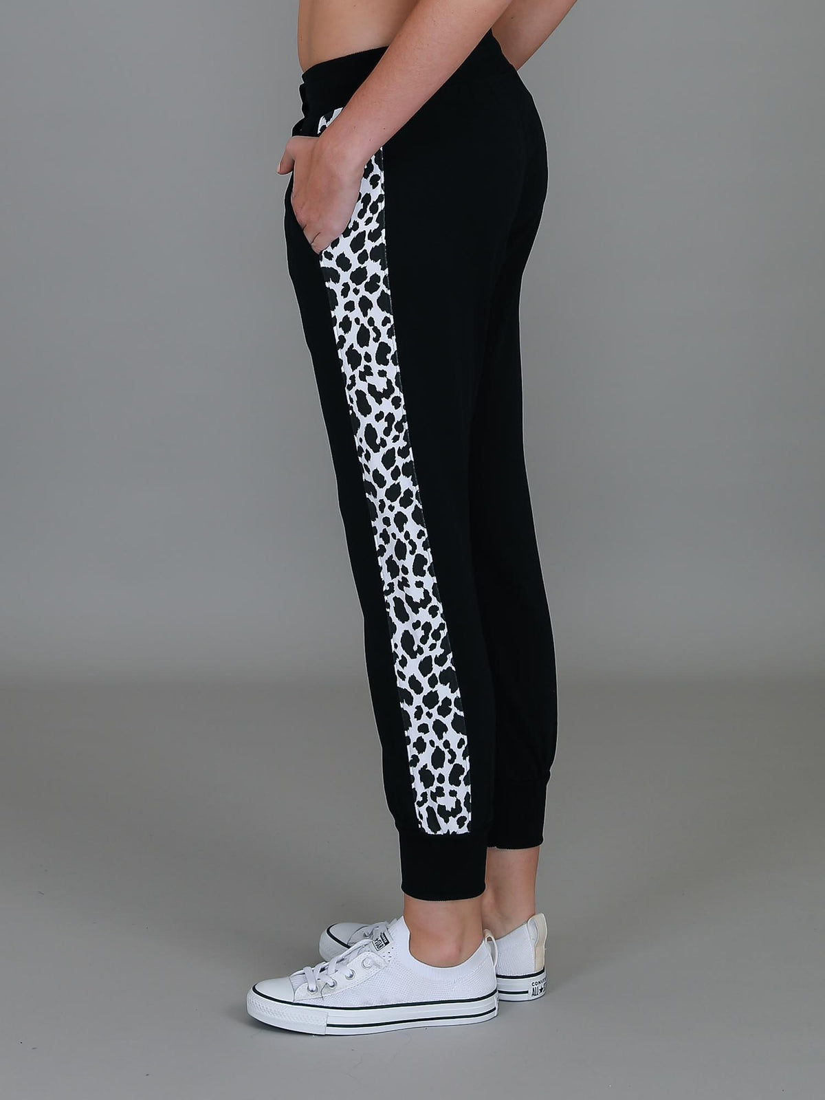 black leopard joggers women
