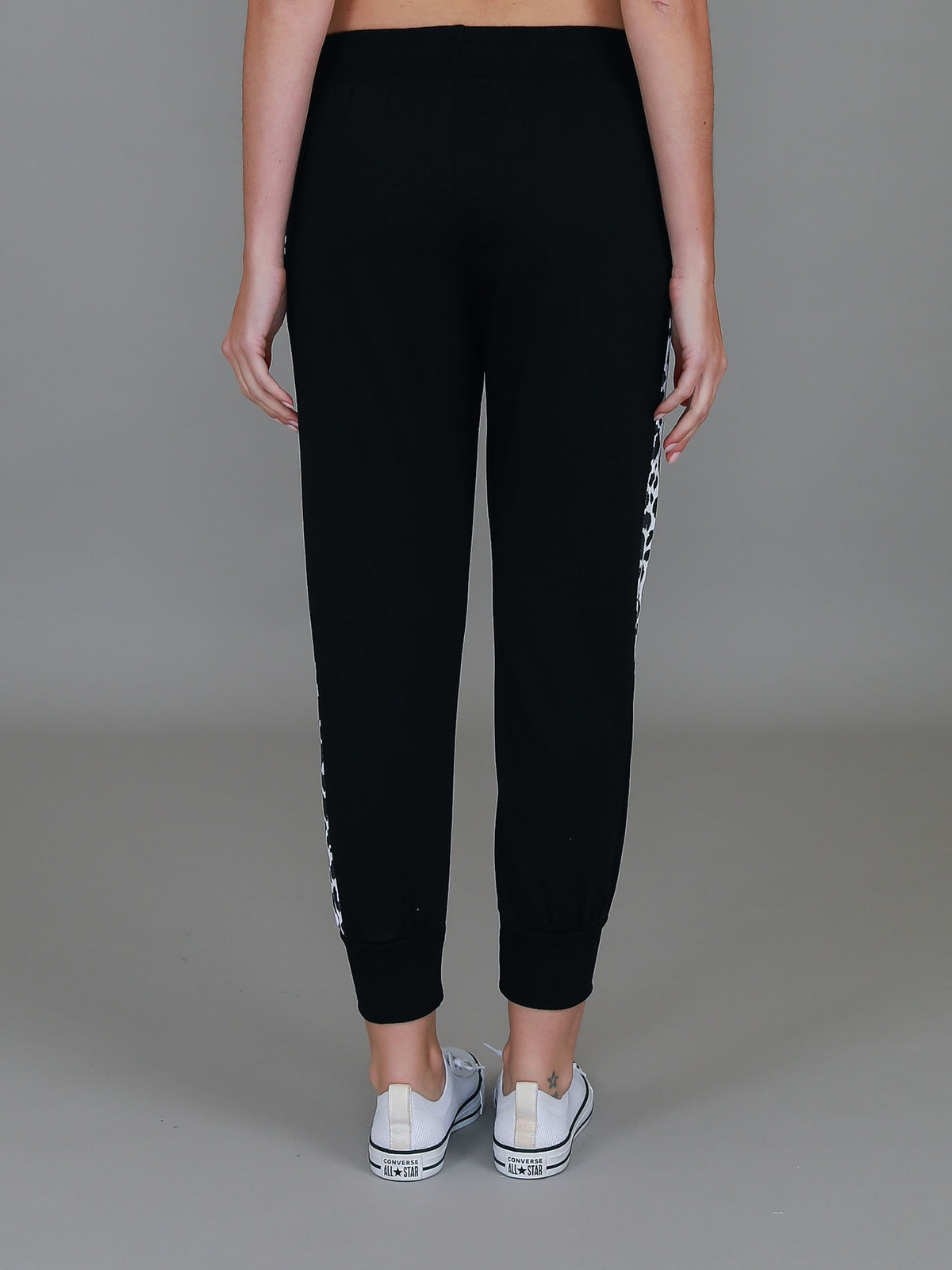black french terry leopard pants