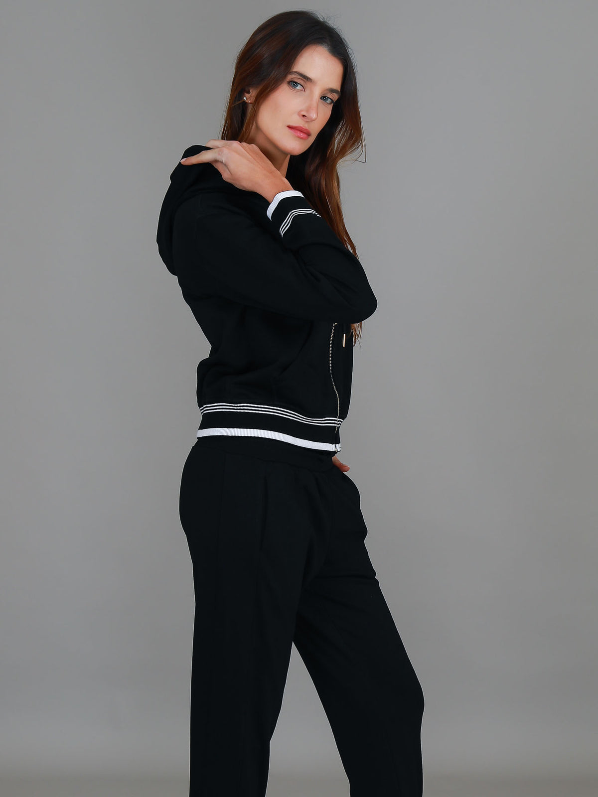 striped zip hoodie
