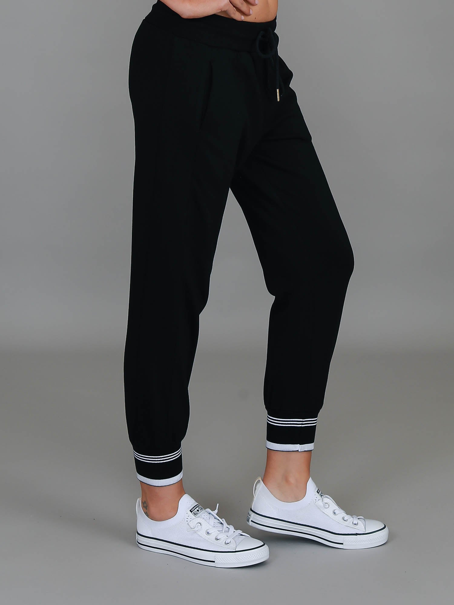 striped track pants #color_black