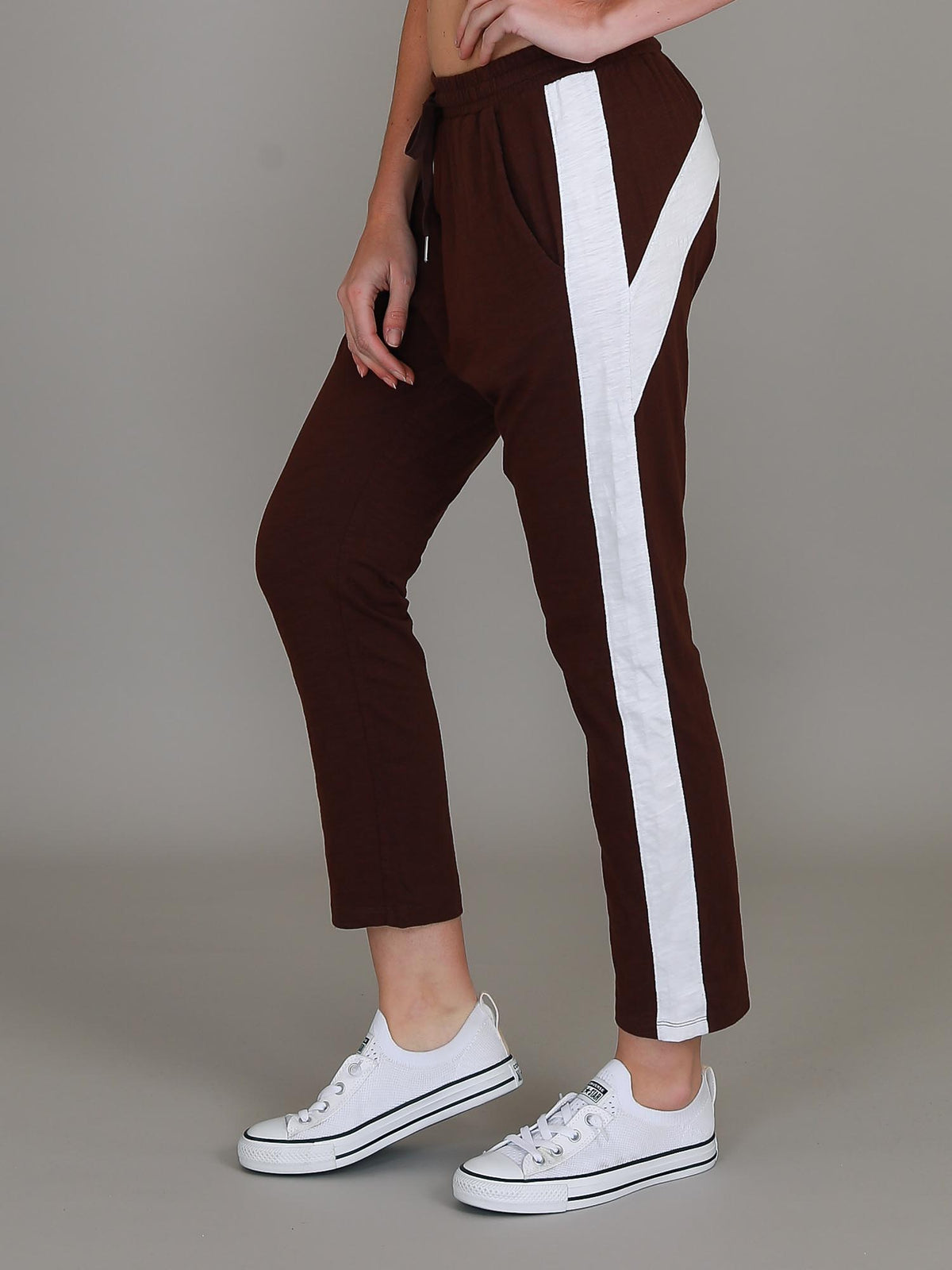 brown track pants