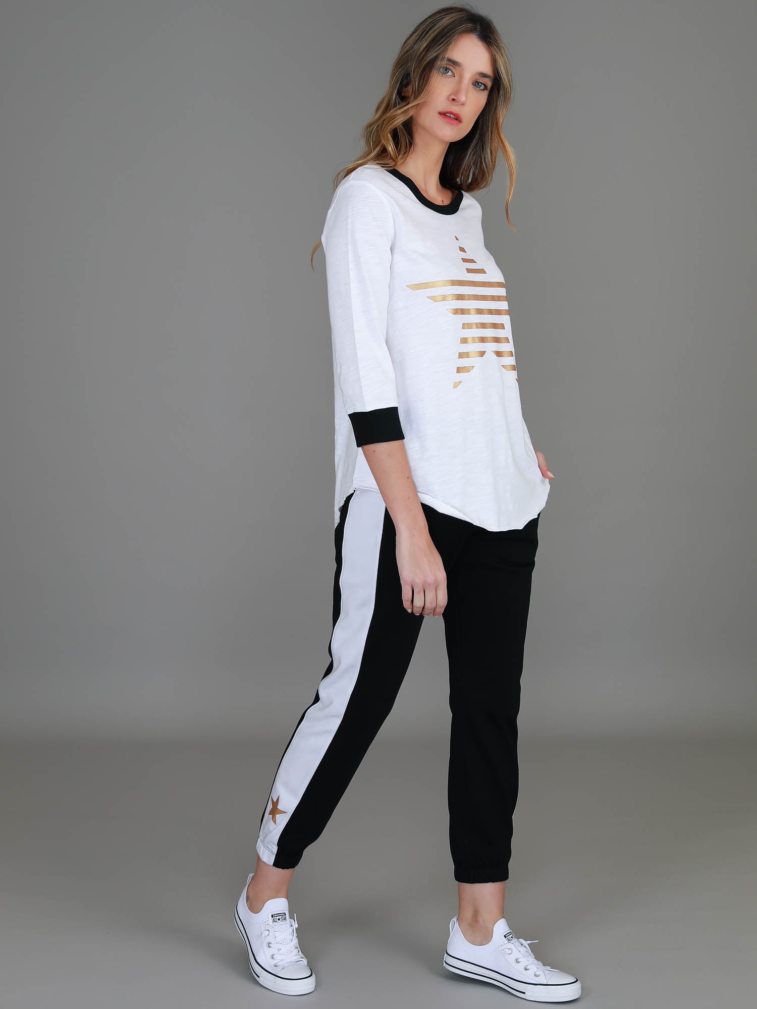 3/4 sleeve t shirts for ladies #color_white