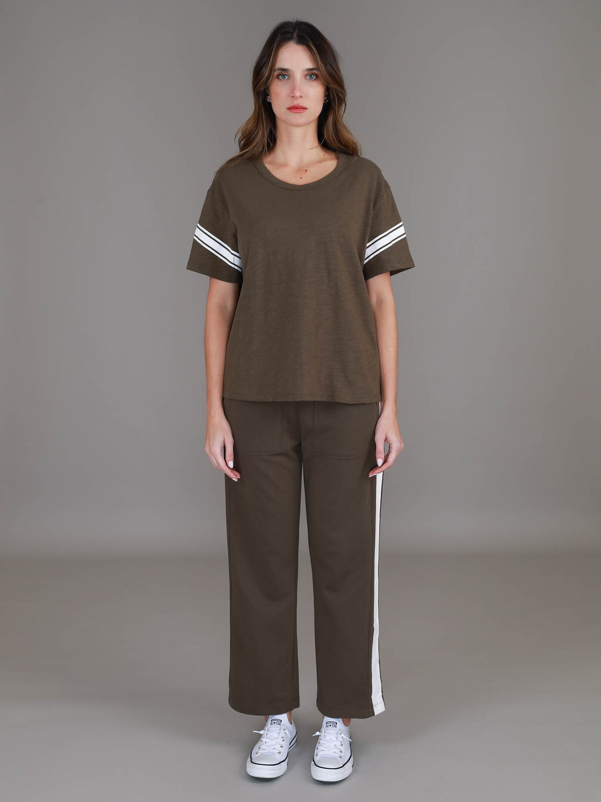 green banded t shirt #color_dark olive