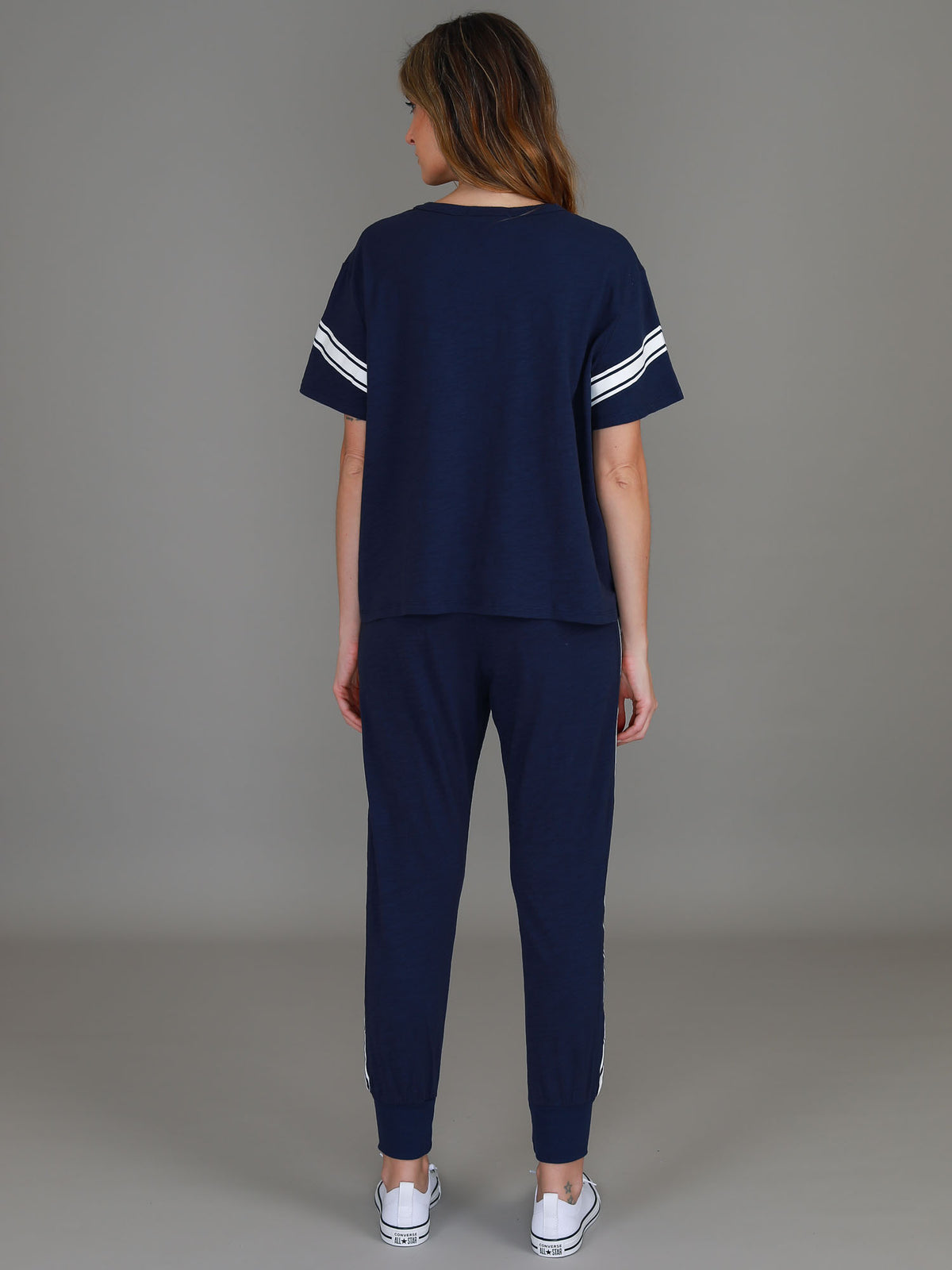 banded sleeve tee navy