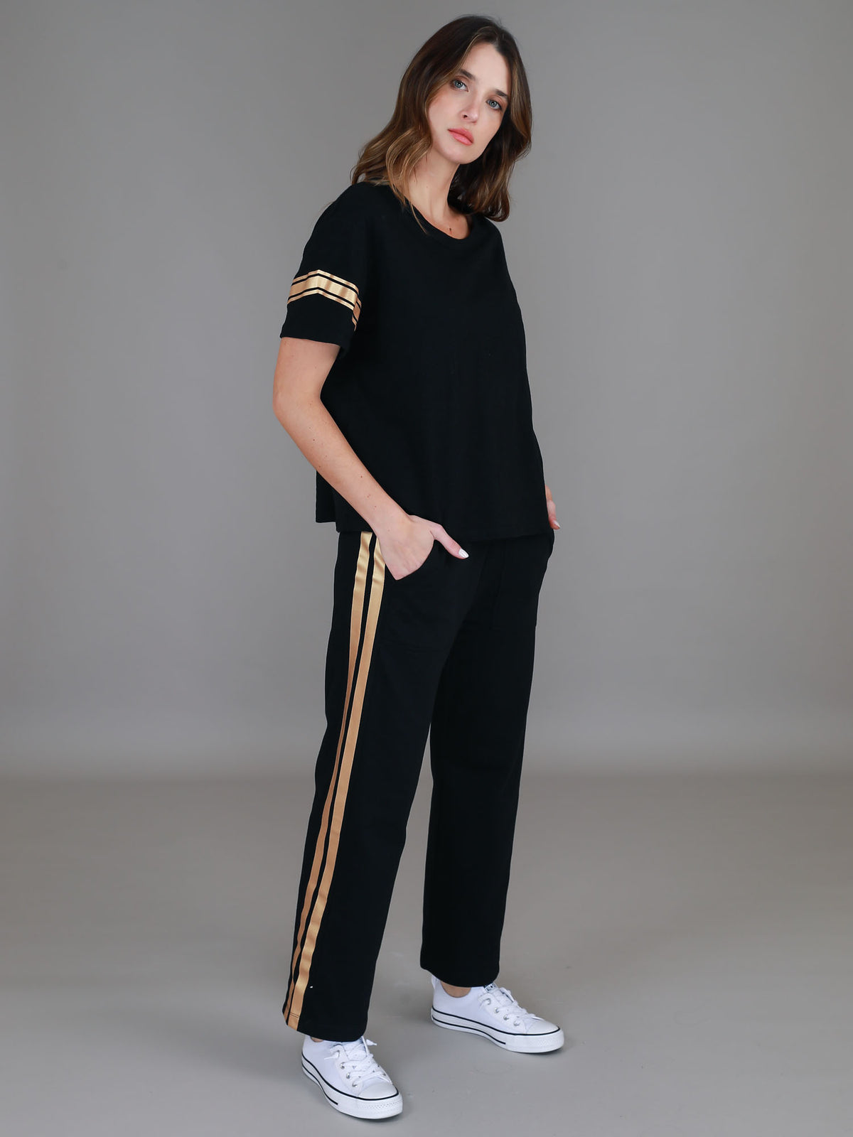 gold star banded tee #color_black